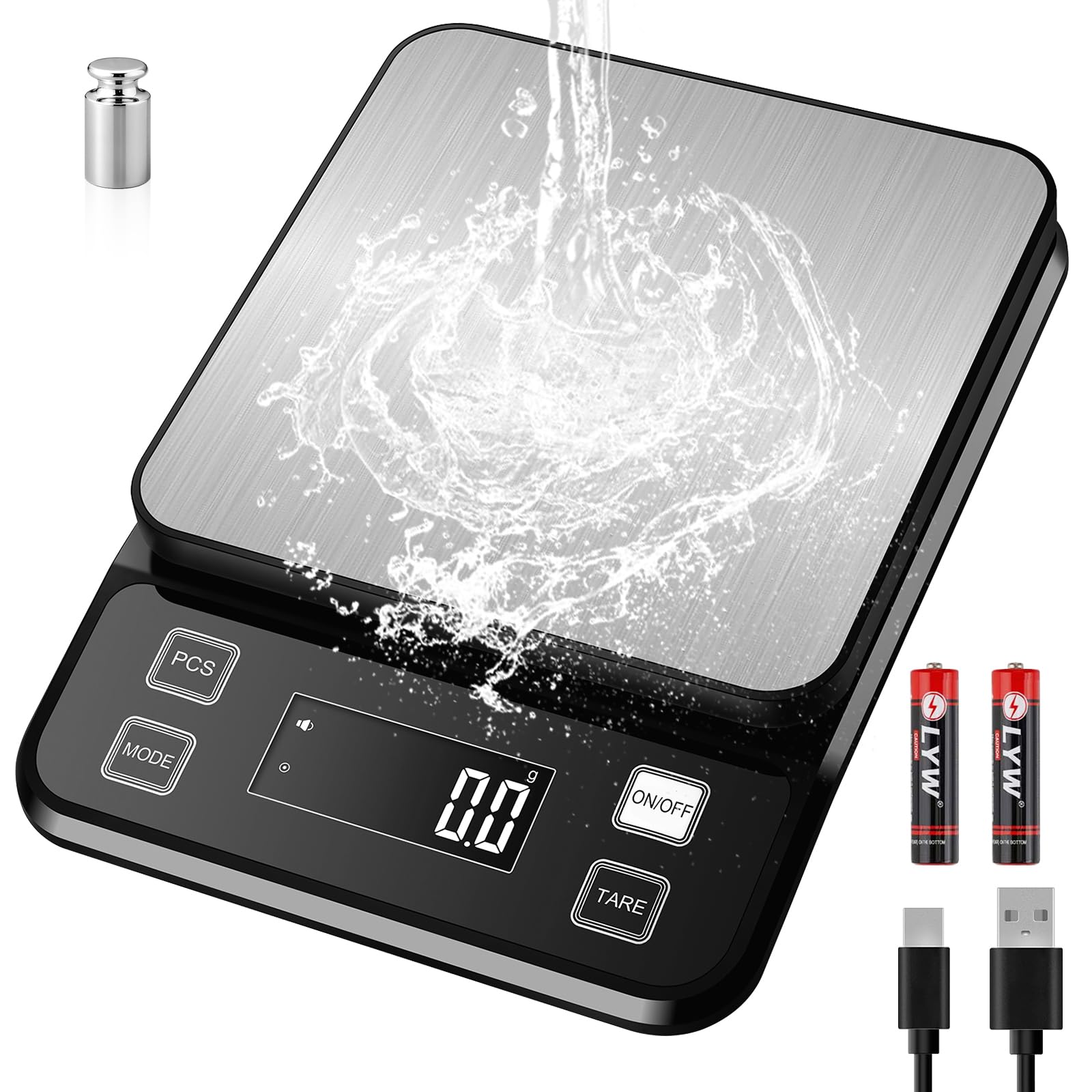 Amazon.co.jp: 防水はかり[Type-C充電/電池-10KG/0.1g] Diyife 洗える